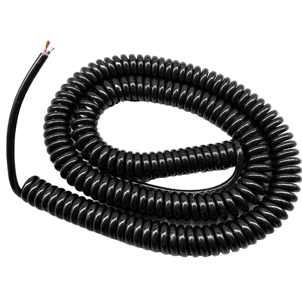 Retractable Spiral Power Cord 2 Core 1.5Mmâ² Polyurethane Wire Pure Copper Coil 4M Tangle Durable Black 9330225668459