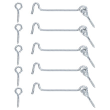 5 Pack 3 Inch Silver Door Hook and Eye Latch, Carbon Steel Gate Latch Lock for Barn Door