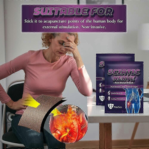 (2bags) 12 Pack Sciatica Nerve Pain Relief Patch Heating Patch Body Meridian Patch 2