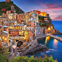 Vernazza at Dusk Wooden Jigsaw Puzzle 1000 Pieces for Adults, EcoFriendly Precision Fit, Gift Idea