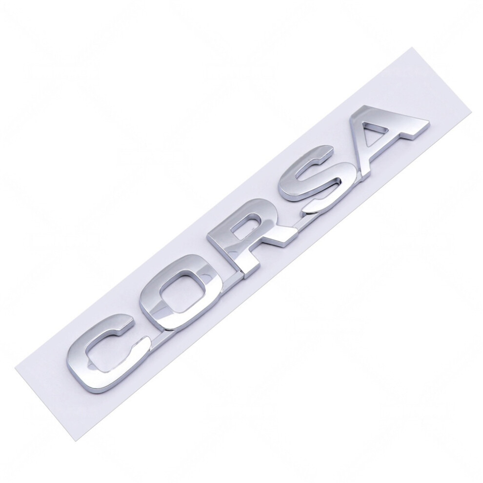 (Silver) 3D Corsa Letter Emblem Badge Sticker For Opel Corsa Rear Trunk Silver 4069369476792