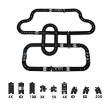 (64pcs) Flexible Rubber Road Puzzle Track Pieces,Flexible Expressway Circuit Set Toy,