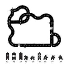 (41pcs) Flexible Rubber Road Puzzle Track Pieces,Flexible Expressway Circuit Set Toy,