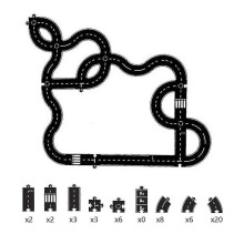 (50pcs A) Flexible Rubber Road Puzzle Track Pieces,Flexible Expressway Circuit Set Toy,