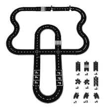 (40pcs) Flexible Rubber Road Puzzle Track Pieces,Flexible Expressway Circuit Set Toy,