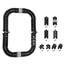 (16pcs) Flexible Rubber Road Puzzle Track Pieces,Flexible Expressway Circuit Set Toy,