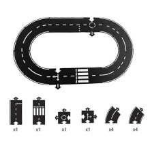(12pcs) Flexible Rubber Road Puzzle Track Pieces,Flexible Expressway Circuit Set Toy,