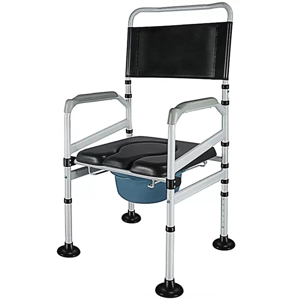 Adjustable Raised Toilet Seat with Handles and Backrest, Foldable Commode Chair for Elderly Seniors (Size B)