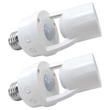 2 Pack Motion Sensor Light Socket E26 E27, Smart Motion Activated Adapter with Automatic On Off Control for Garage or Closet