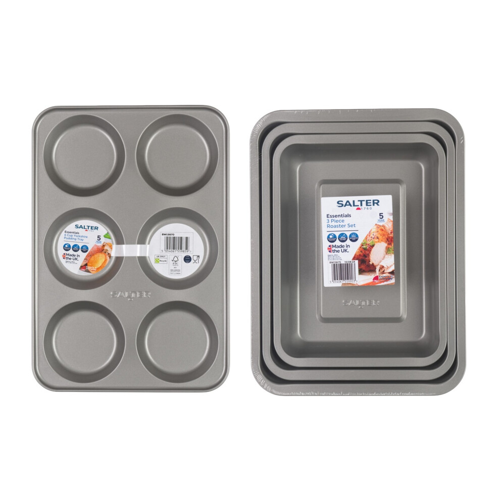 Salter 4Pcs Tray Set Yorkshire Pudding Roasting Trays 313539Cm Nonstick