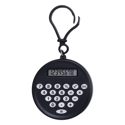 Calculatrice de porte-clés en silicium ABS avec clés-Noir