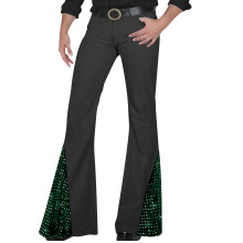 Mens Sequins Disco Pants Bells Bottom Pants Flared-Green XXL