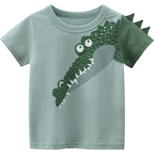 Exciting Animal Pattern T Shirt Comfortable Round-Green 90cm
