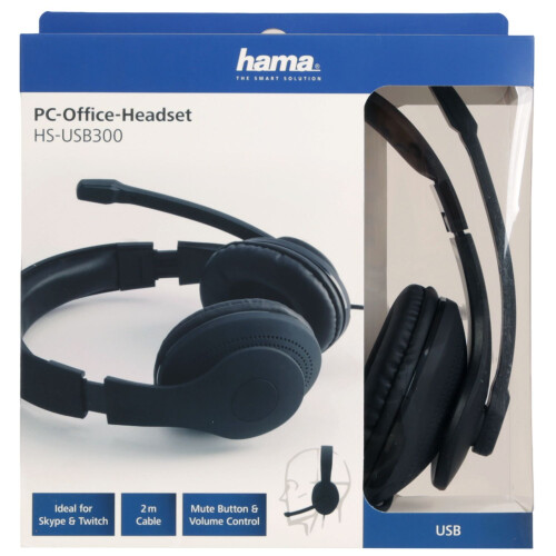 Hama Cuffie sovraurali cablate Stereo Hama nere con volume regolabile e silenziamento del microfono per computer 1