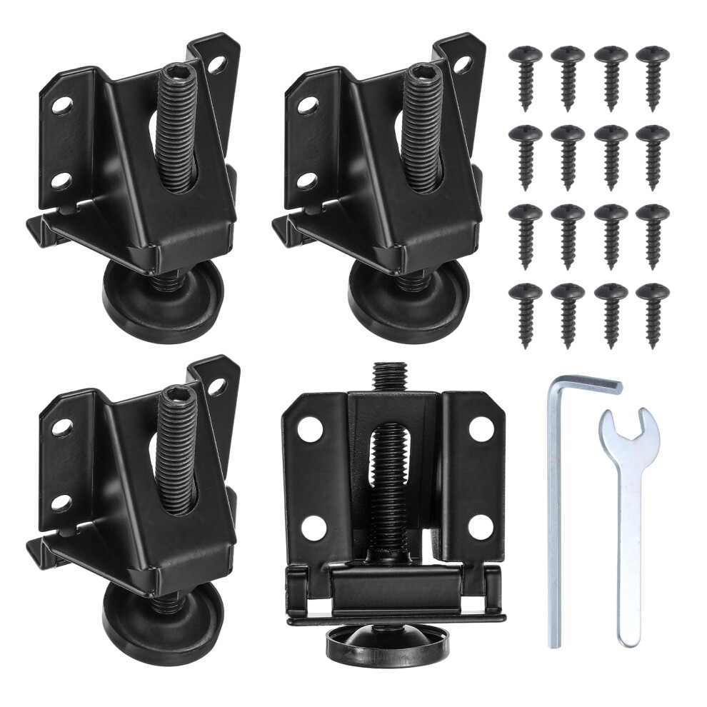 4 Pack Adjustable Furniture Leveling Feet 2.19In Heavy Duty Metal Levelers For Workbench Cabinet Black 9330225483076