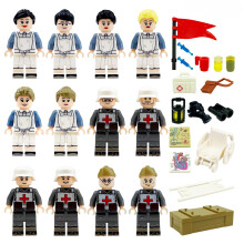12 PCS World War 2 German Medical Unit Building Bricks Pretend Toys for Boys & Girls