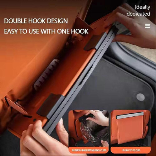(Black) Car Garbage Bag Waterproof Magnetic Adsorption Trash Can Back Seat Hanging 1