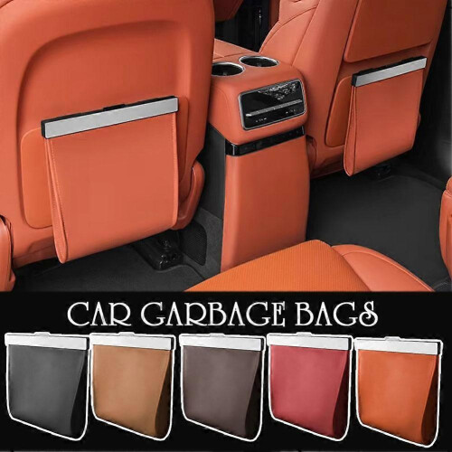 (Black) Car Garbage Bag Waterproof Magnetic Adsorption Trash Can Back Seat Hanging 2