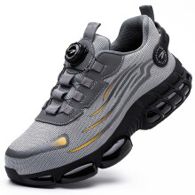 (Grey, 8.5) Men'S Lightweight Breathable Low-Top Construction Work Shoes - All-Terrain Traction Tread, Cushioned EVA Insole & Arch