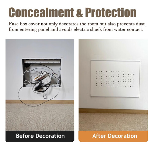 Modern Decorative Electrical Panel Cover with Space‑Saving Sliding Adhesive Rail, Black 35x25cm 1