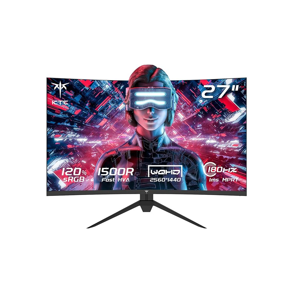 Brand New Ktc 27 Inch Qhd Curved Gaming Monitor, 2K@180Hz 1440P Monitor With 1500R Va Panel