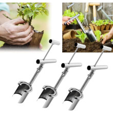 5‑in‑1 Garden Bulb Planter and Sod Plugger Tool Set, Long Handle Carbon Steel Transplanter (3PC)