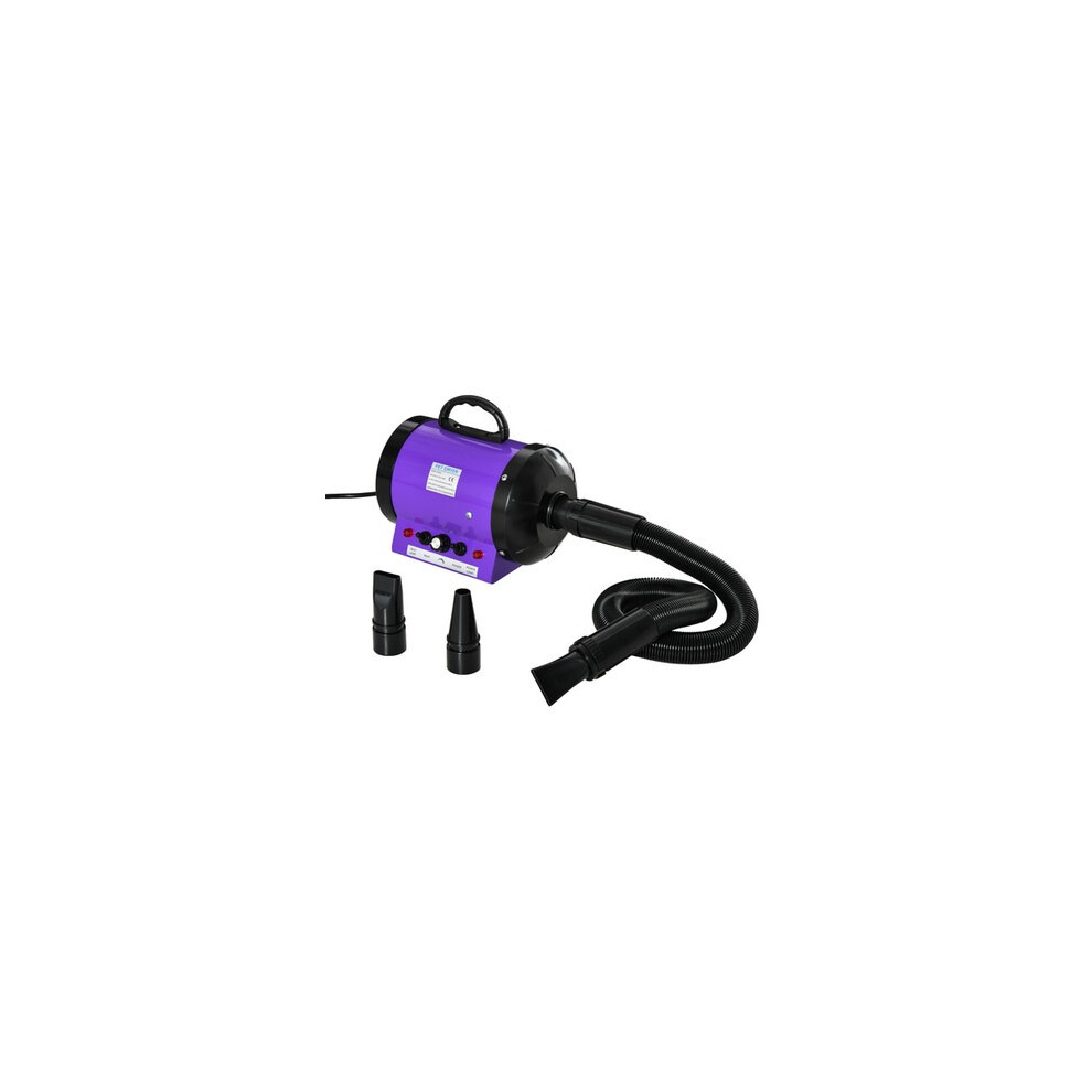 Pawhut 2800W Dog Hair Dryer Pet Grooming Blaster Blower Dryer 3 Nozzles Purple