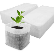 100 Pcs Nursery Growing Bags Large,Garden Seed Starters Pouch Small,Fabric Seedling Pots
