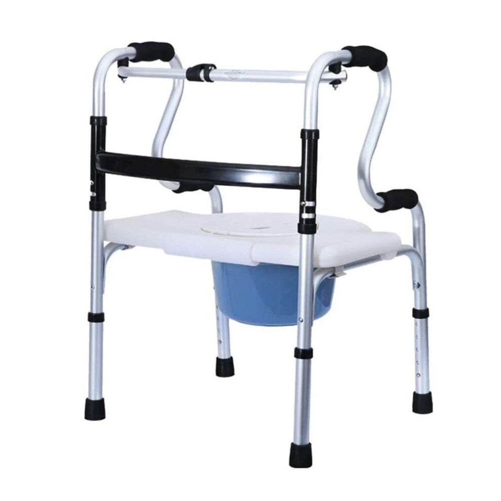 3in1 Rollator Walker for Seniors with Seat and Wheels, Foldable Shower Commode Chair, Adjustable Height