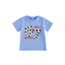 (2-3 Years, Sky Blue) Baby Boys Summer T-Shirts Fashion Soccer Letter Print Short Sleeve Round Neck Tops for Toddlers