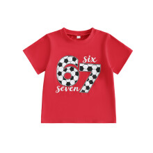 (4-5 Years, Red) Baby Boys Summer T-Shirts Fashion Soccer Letter Print Short Sleeve Round Neck Tops for Toddlers