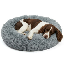 Actiaspet Large Dog Bed Fluffy Donut Cushion in Grey
