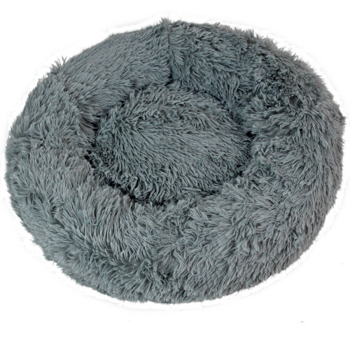 Actiaspet Small Fluffy Donut Cushion Dog Bed Grey