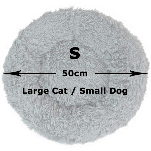 Actiaspet Small Fluffy Donut Cushion Dog Bed Grey 2