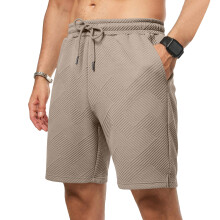 Mens Casual 7" Shorts Drawstring Elastic Waist Beach-Khaki L