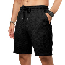 Mens Casual 7" Shorts Drawstring Elastic Waist Beach-Black M