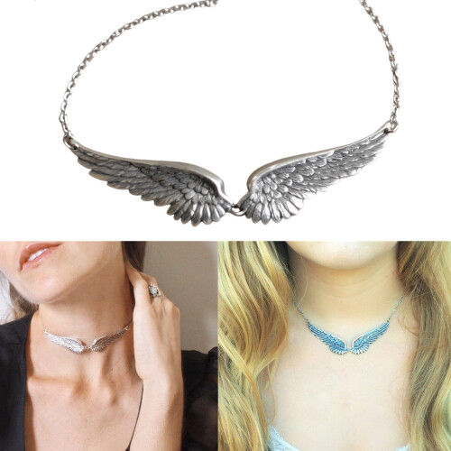 Stylish Angel Wing Charm Necklace Sturdy Alloy Statement 1