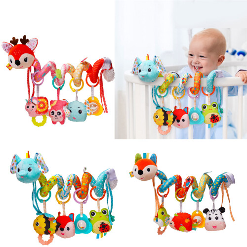 Plush Animal Rattle Teether Car Seat Stroller Hanging-elephant 1
