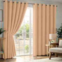 (66x72in-Standard Wide Curtains, Beige) Thermal Insulated Blackout Eyelet Curtains-Thick Ready Made Windows Drapes