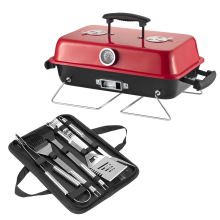 KCT Table Top BBQ Tool Set Portable Charcoal Barbecue Compact Camping Grill Outdoor Barbeque for Picnic Fishing Caravan Motorhome Festival Travel