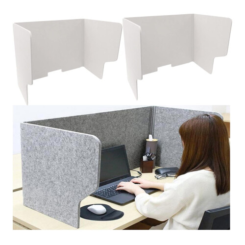 Desk Privacy Panel 24in Foldable Acoustic Divider with Noise Reduction Tackable Surface Brown 2pcs