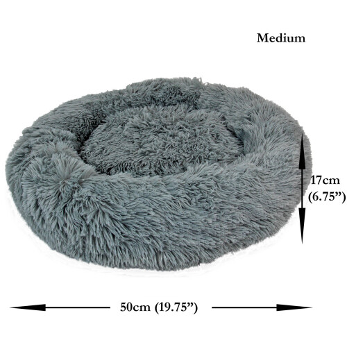Actiaspet Medium Dog Bed Fluffy Donut Cushion in Grey 2