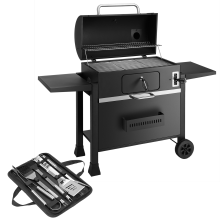 KCT XXL Charcoal Garden BBQ Grill Extra Large Smoker XL Barbecue with Utensil Tools