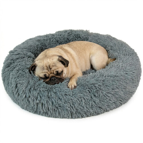 Actiaspet Medium Dog Bed Fluffy Donut Cushion in Grey 1