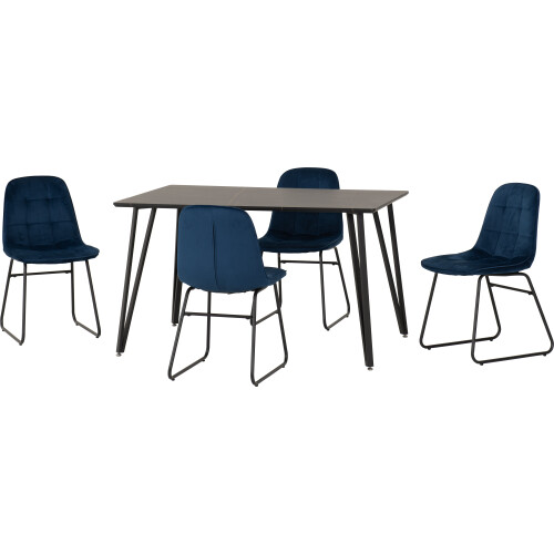 Seconique Marlow & Lukas Dining Set X4 Chairs  Blue Velvet 2