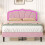 (4ft6, Velvet, Pink) Double Upholstered Bed with LED, Adjustable Shell Shape Headboard 2