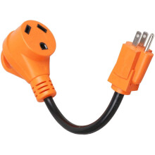 RV Adapter Power Cord 15 Amp Male to 30 Amp Female Heavy Duty Dogbone with Handle 12 Inch Yellow