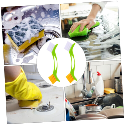 2Pcs Tile Grout Cleaning Brush Set with Ergonomic Handle Grip for Kitchen and Window Tracks 1