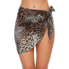 (Leopard, 208*50cm) Beach Wrap Sarong Swimsuit Cover Ups For Women Breathable Fast Drying Sarong Skirt