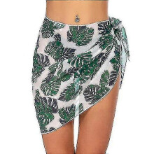 (Leaf printing-B, 208*50cm) Beach Wrap Sarong Swimsuit Cover Ups For Women Breathable Fast Drying Sarong Skirt